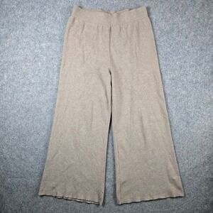 Sioni Knit Pants Womens Large Tan Wide Leg Lounge High Rise Elastic Waist Cozy